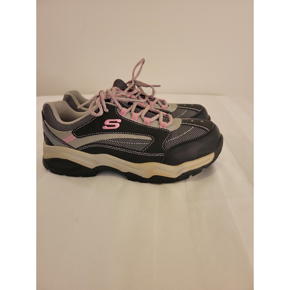 Skechers Biscoe Work Shoes Womens Size 9 Steel Toe 76601 Black/Pink EH SR